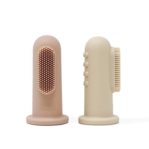 Vingertandenborstel 2 stuks Blush/shifting sand - Mushie