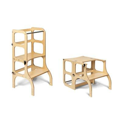 Plooibare leertoren - STEP'n'SIT - naturel hout - scharnieren zilver - Ette Tete
