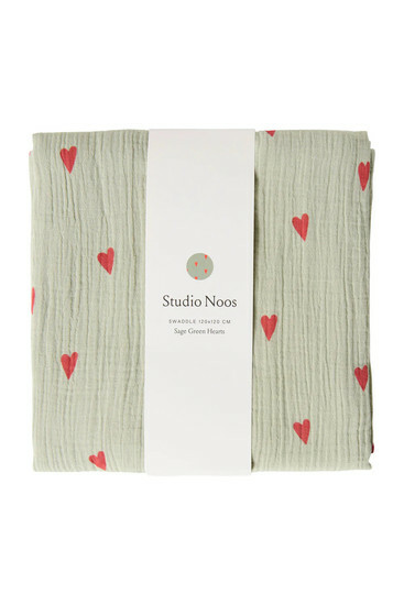 Tetradoek 120x120 - Hearts/Green - Studio Noos